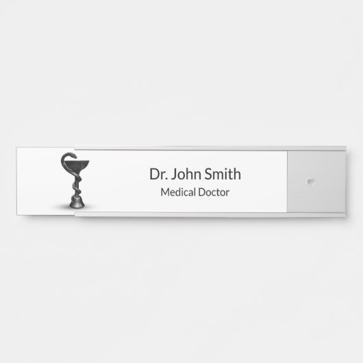 Black Snake Bowl Hygieia White Caduceus Medical Türschild (Vorderseite )