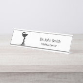 Black Snake Bowl Hygieia White Medical Caduceus Schreibtischnamensplakette (Vorderseite )