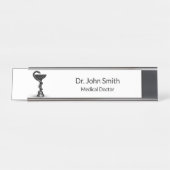 Black Snake Bowl Hygieia White Medical Caduceus Schreibtischnamensplakette (Vorderseite )