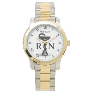 Black Snake Bowl Medical Hygieia White Nurse RN Armbanduhr