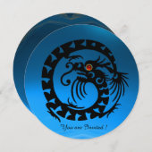 BLACK SNAKE DRAGON BLUE SAPPHIRE GEM STONE EINLADUNG (Vorne/Hinten)