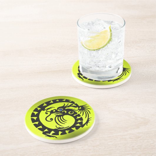 BLACK SNAKE DRAGON IN YELLOW UNTERSETZER (Seite)