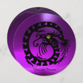 BLACK SNAKE DRAGON LILA AMETHYST GEM STONE EINLADUNG (Vorne/Hinten)