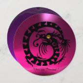 BLACK SNAKE DRAGON PINK FUCHSIA LILA GEMSTONE EINLADUNG (Vorne/Hinten)