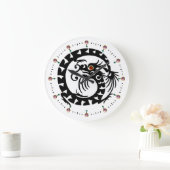 BLACK SNAKE DRAGON WHITE ,PINK GEMSTONES Fantasy Große Wanduhr (Zuhause)