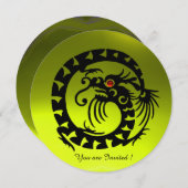 BLACK SNAKE DRAGON YELLOW TOPAZ GEM STONE EINLADUNG (Vorne/Hinten)