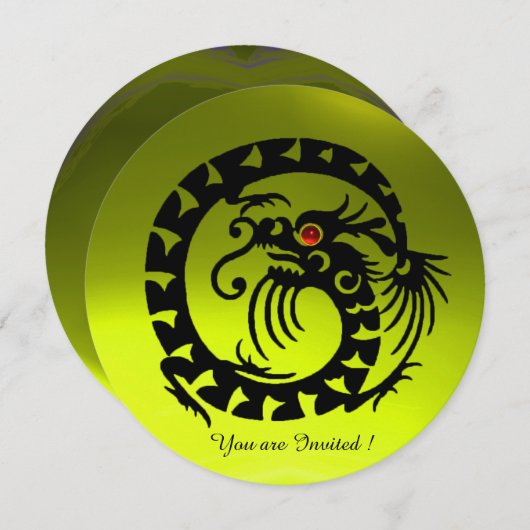 BLACK SNAKE DRAGON YELLOW TOPAZ GEM STONE EINLADUNG (Vorne/Hinten)