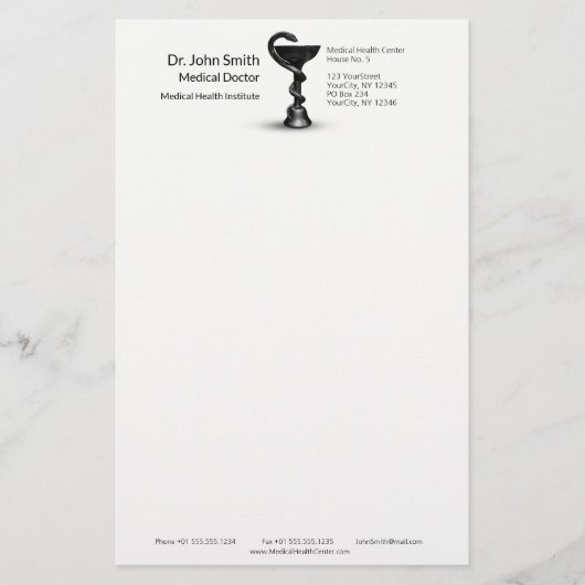 Black Snake Medical Bowl Hygieia White Caduceus Briefpapier (Vorderseite)