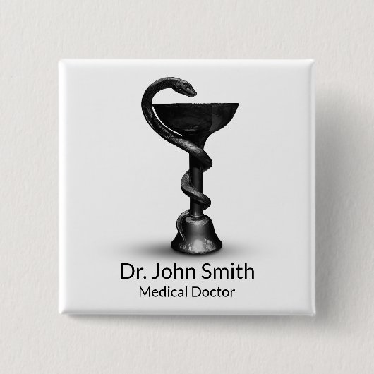 Black Snake Medical Bowl Hygieia White Caduceus Button (Vorderseite)