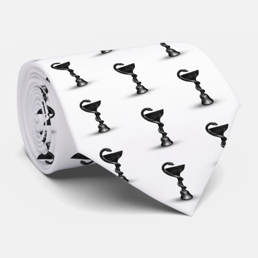 Black Snake Medical Bowl Hygieia White Caduceus Krawatte (Gerollt)