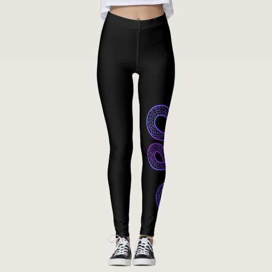 Black Snake Modern Sketch Sport Gym Leggings (Vorderseite)