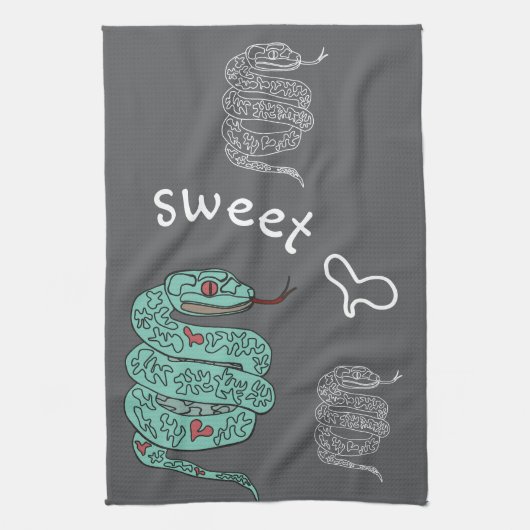 Black Snake Sweet Heart Geschirrtuch (Vertikal)