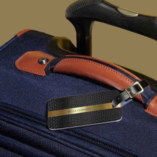 Black Snakeskin Digital Leather Gold Metal Gepäckanhänger