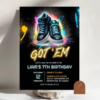 Black Sneaker Bash Shoe Got Em Birthday Einladung