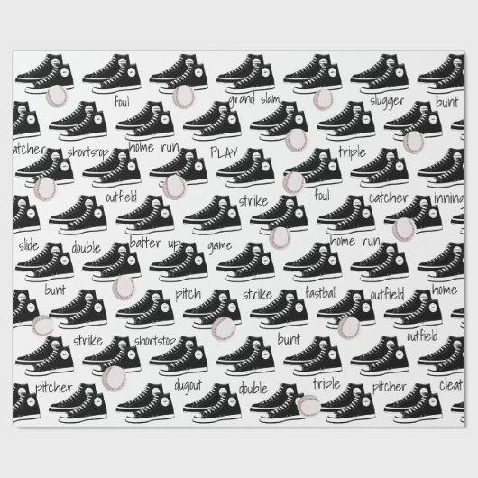 Black Sneakers mit Baseball Geschenkpapier (Flach)