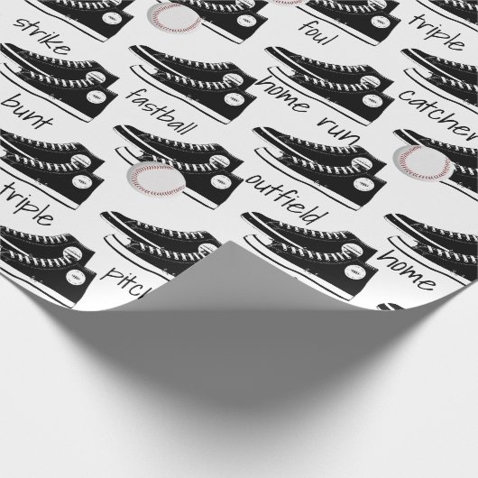 Black Sneakers mit Baseball Geschenkpapier (Ecke)