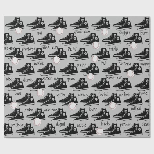 Black Sneakers mit Baseball Geschenkpapier (Flach)