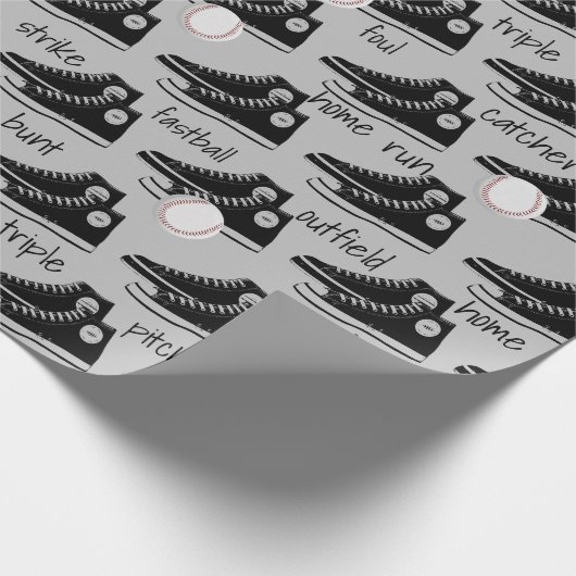 Black Sneakers mit Baseball Geschenkpapier (Ecke)