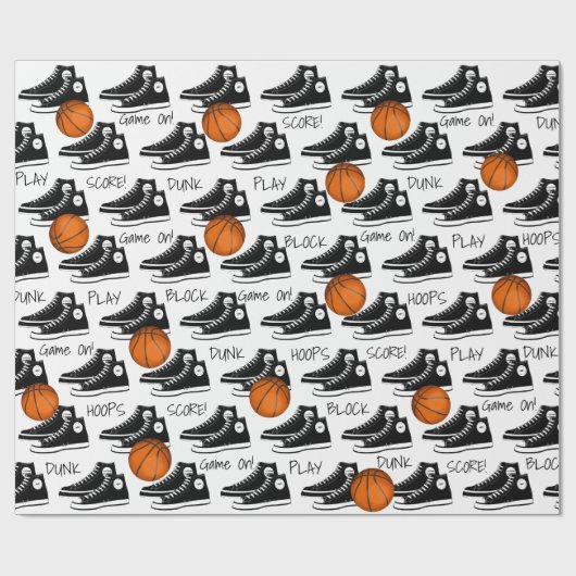 Black Sneakers mit Basketball Geschenkpapier (Flach)