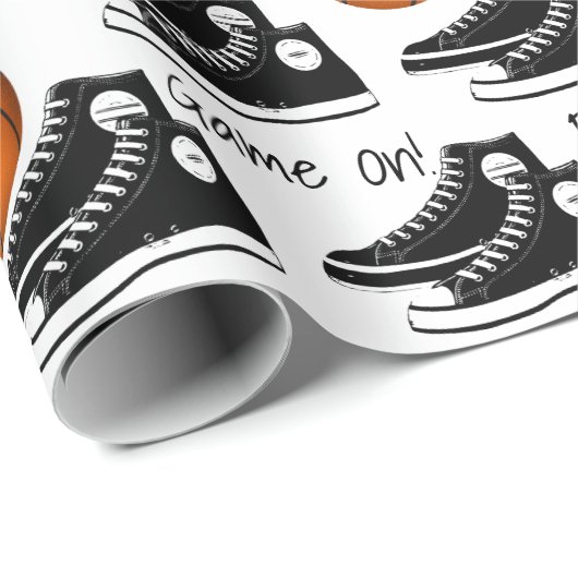 Black Sneakers mit Basketball Geschenkpapier (Rolleneckpunkt)