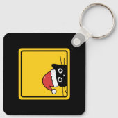 Black Sneaky Santa Cat U.S. Warning Sign Schlüsselanhänger (Rückseite)