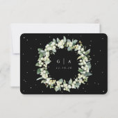 Black Snowberry+Eucalyptus Ewedding RSVP Karte (Rückseite)