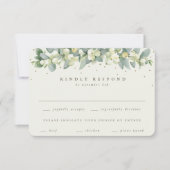 Black Snowberry+Eucalyptus Garland Wedding RSVP Karte (Vorderseite)