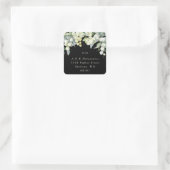 Black Snowberry+Eucalyptus Holiday Address Classic Quadratischer Aufkleber (Tasche)