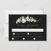 Black Snowberry+Eucalyptus Stem Wedding RSVP Karte (Vorderseite)