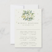 Black Snowberry+Eucalyptus Wedding Multi-Event RSVP Karte (Vorderseite)