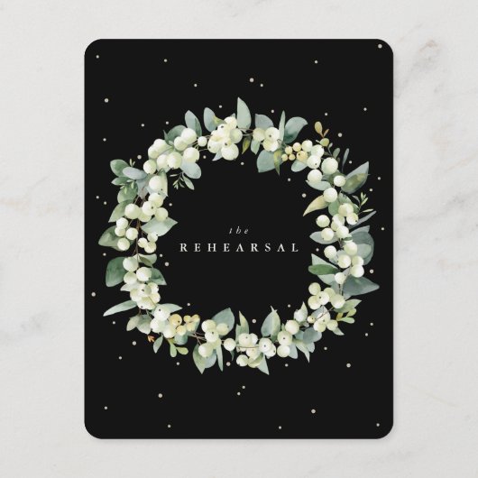 Black Snowberry+Eucalyptus Wedding Probe Begleitkarte (Rückseite)