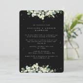Black Snowberry+Eucalyptus Wedding Reception Foto Einladung (Stehend Vorderseite)