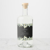 Black Snowberry+Eucalyptus Winter Wedding Alkoholflaschenetikett (Vorderseite)