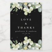 Black Snowberry+Eucalyptus Winter Wedding Lebensmitteletikett (Einzelnes Label)