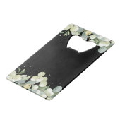 Black Snowberry+Eucalyptus Winter Wedding Mini Geldbeutel Flaschenöffner (Rückseite Schrägansicht)