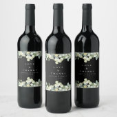Black Snowberry+Eucalyptus Winter Wedding Weinetikett (Flaschen)