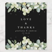 Black Snowberry+Eucalyptus Winter Wedding Weinetikett (Einzelnes Label)