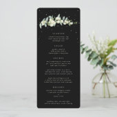 Black Snowberry+Eukalyptus 4 Course Hochzeitswohnu Menükarte (Stehend Vorderseite)