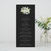 Black Snowberry+Eukalyptus 4 Course Hochzeitswohnu Menükarte (Stehend Vorderseite)