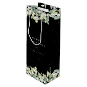 Black Snowberry+Eukalyptus Christmas/Holiday Geschenktüte Für Weinflaschen (Vorderseite Schrägansicht)