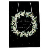 Black Snowberry+Eukalyptus Christmas/Holiday Mittlere Geschenktüte (Vorderseite)