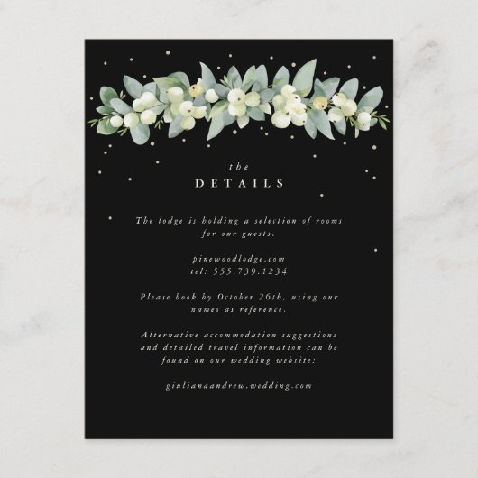 Black Snowberry+Eukalyptus Garland Hochzeitsstimmu Begleitkarte (Vorderseite)