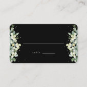 Black Snowberry + Eukalyptus Wedding Flat Platzkarte (Vorderseite)