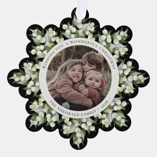 Black Snowberry+Greenery Christmas Paper Ornament Karte (Vorderseite)