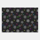 Black Snowflake Wrapping Paper Set Geschenkpapier Set (Vorderseite 3)