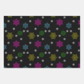 Black Snowflake Wrapping Paper Set Geschenkpapier Set (Vorderseite 2)