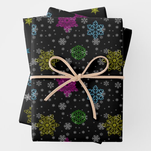Black Snowflake Wrapping Paper Set Geschenkpapier Set (Beispiel)