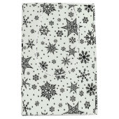 Black Snowflakes Weihnachtsmuster Mittlere Geschen Geschenktüte (Vorderseite)