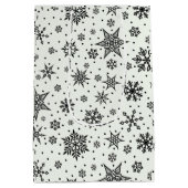 Black Snowflakes Weihnachtsmuster Mittlere Geschen Geschenktüte (Rückseite)