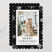 Black Snowy Frohe Weihnachten Snowflake Foto (Vorne/Hinten)